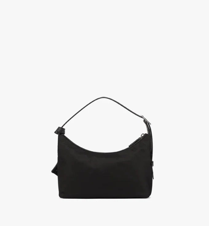 Aren Hobo aus recyceltem Nylon und Leder mit Monogramm-Print Aren Hobo aus recyceltem Nylon und Leder mit Monogramm-Print
