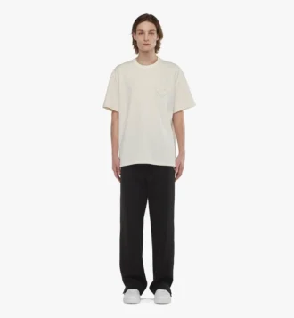 Bouclé-T-Shirt mit Logo-Patch