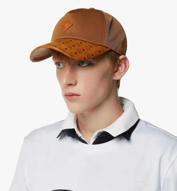 Diamond Cap aus Baumwolle und Leder mit Monogramm-Print Diamond Cap aus Baumwolle und Leder mit Monogramm-Print