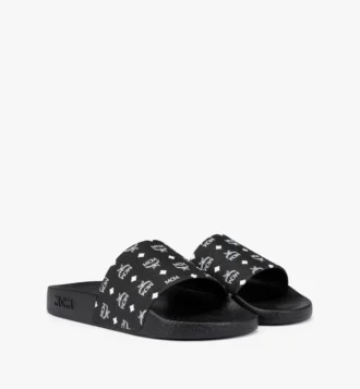Gummi-Pantoletten mit Monogramm-Print