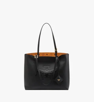 Himmel Shopper aus geprägtem Logo-Leder