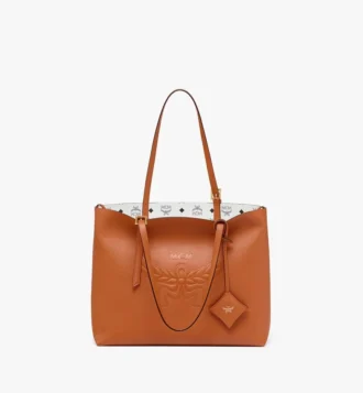 Himmel Shopper aus geprägtem Logo-Leder