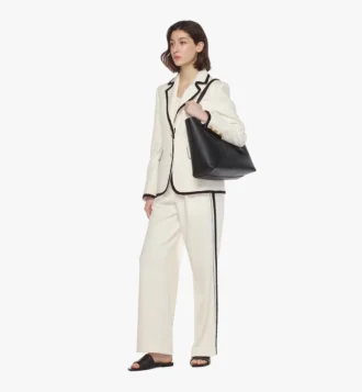 Himmel Shopper aus geprägtem Logo-Leder