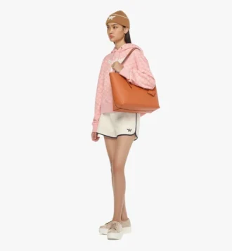 Himmel Shopper aus geprägtem Logo-Leder