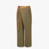 Hose aus Wolltwill und Leder mit Monogramm-Print Hose aus Wolltwill und Leder mit Monogramm-Print