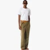 Hose aus Wolltwill und Leder mit Monogramm-Print Hose aus Wolltwill und Leder mit Monogramm-Print
