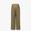 Hose aus Wolltwill und Leder mit Monogramm-Print Hose aus Wolltwill und Leder mit Monogramm-Print