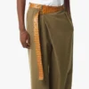 Hose aus Wolltwill und Leder mit Monogramm-Print Hose aus Wolltwill und Leder mit Monogramm-Print