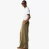 Hose aus Wolltwill und Leder mit Monogramm-Print Hose aus Wolltwill und Leder mit Monogramm-Print