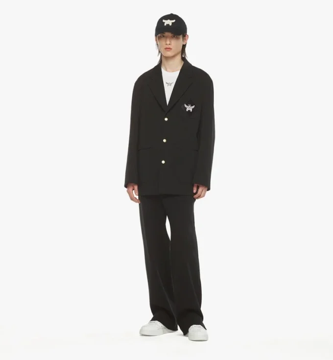 Ponte-Blazer mit Logo-Aufnäher