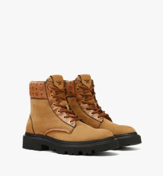 Stiefel aus Nubukleder und Leder mit Monogram-Print Stiefel aus Nubukleder und Leder mit Monogram-Print