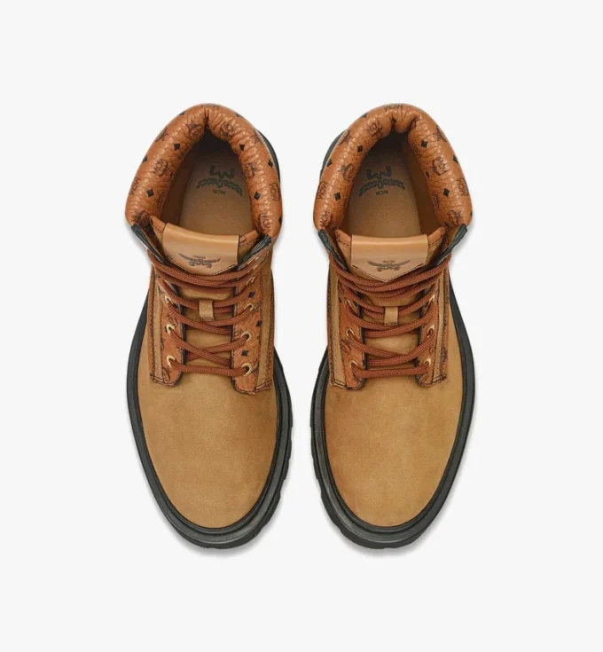 Stiefel aus Nubukleder und Leder mit Monogram-Print Stiefel aus Nubukleder und Leder mit Monogram-Print