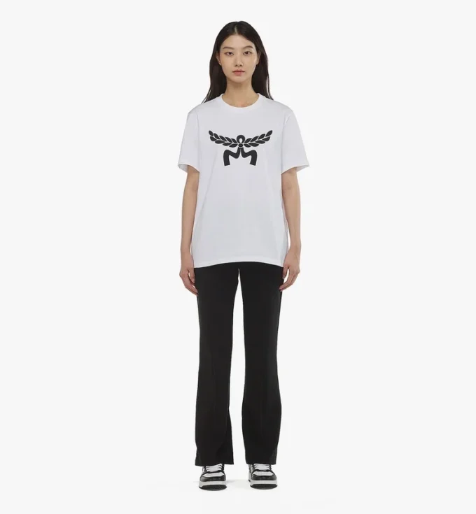 T-Shirt mit Lorbeer-Logo-Print aus Bio-Baumwolle