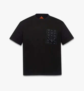 T-Shirt mit Monogramm-Aufnäher-Tasche aus Bio-Baumwolle