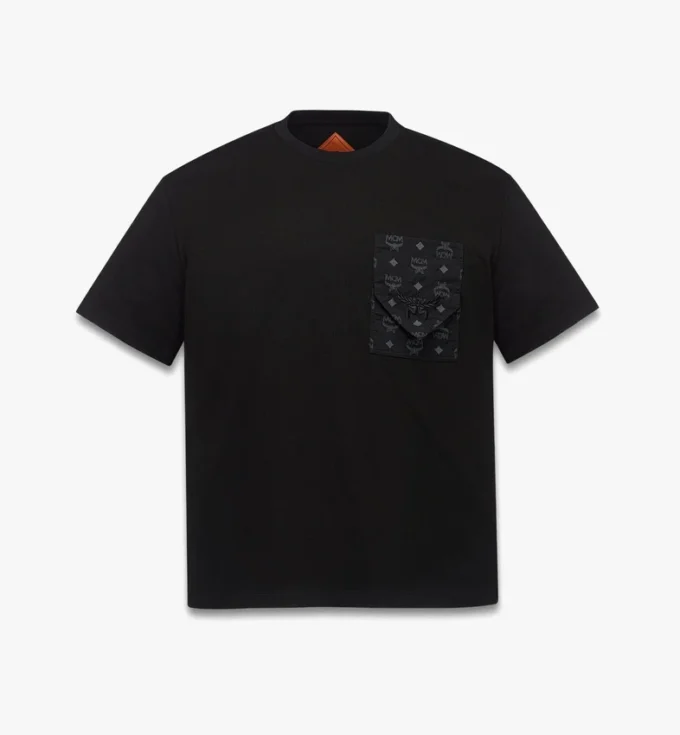 T-Shirt mit Monogramm-Aufnäher-Tasche aus Bio-Baumwolle T-Shirt mit Monogramm-Aufnäher-Tasche aus Bio-Baumwolle