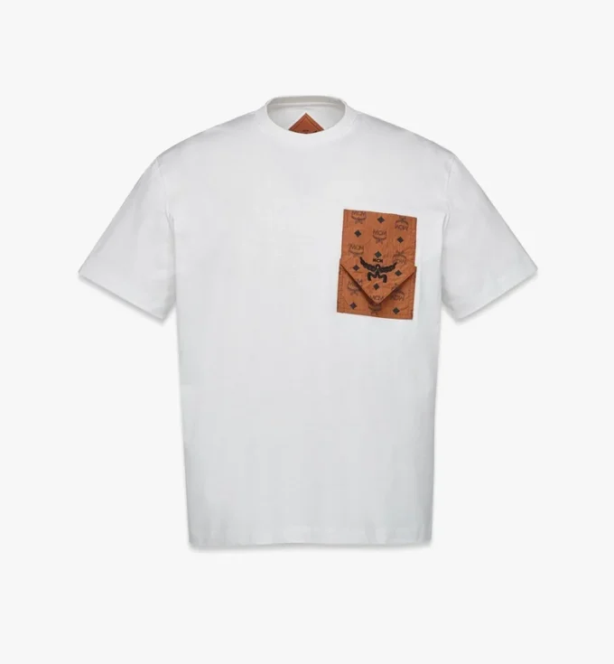 T-Shirt mit Monogramm-Aufnäher-Tasche aus Bio-Baumwolle T-Shirt mit Monogramm-Aufnäher-Tasche aus Bio-Baumwolle