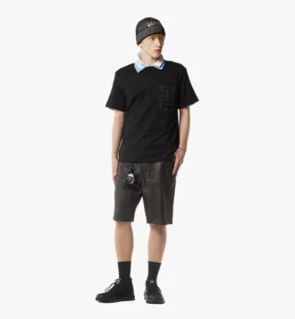 T-Shirt mit Monogramm-Aufnäher-Tasche aus Bio-Baumwolle