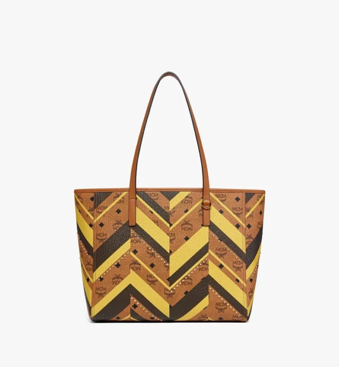 Toni Shopper mit Reißverschluss oben und Nieten in Mega Herringbone Visetos Toni Shopper mit Reißverschluss oben und Nieten in Mega Herringbone Visetos