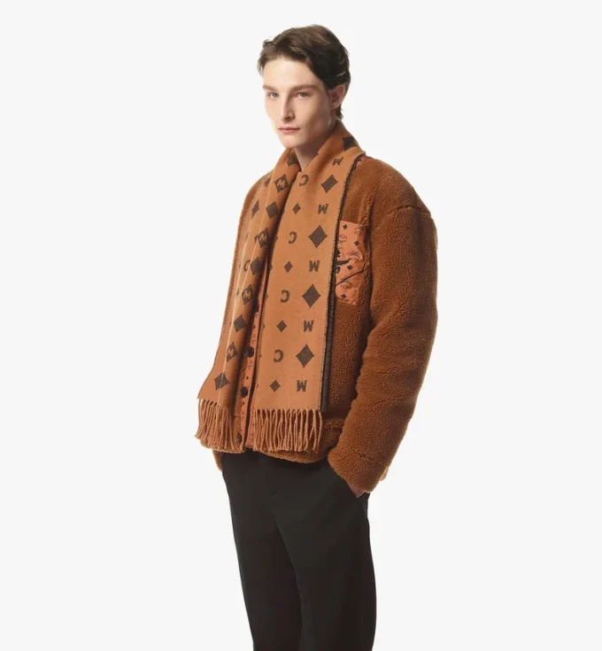 Zweifarbiger Jacquard-Stola mit Monogramm Zweifarbiger Jacquard-Stola mit Monogramm